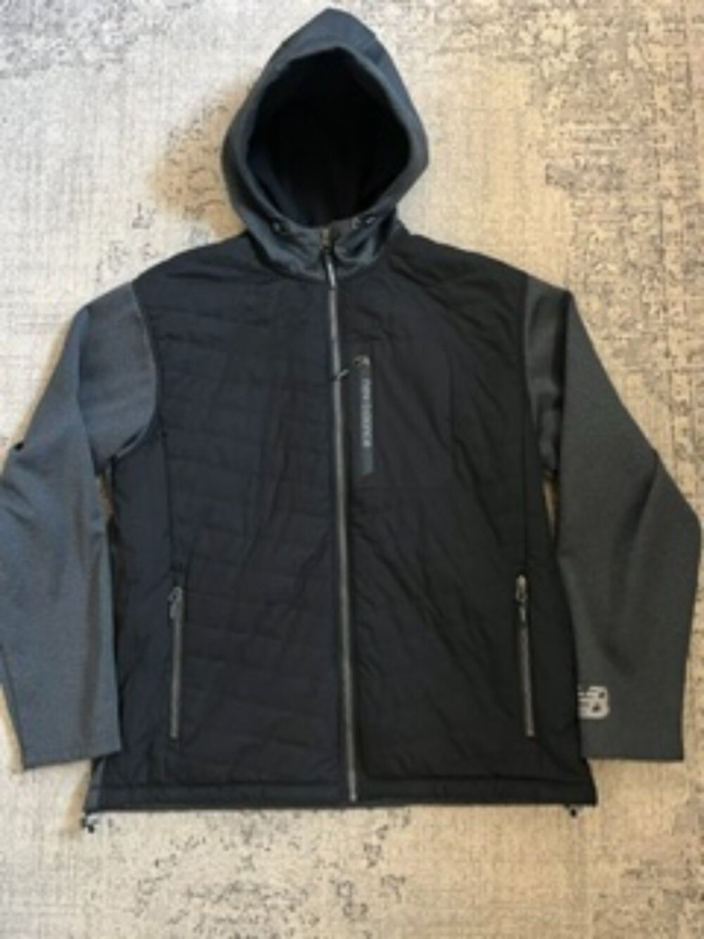🧡3/$15  New Balance Black and Charcoal Hooded Soft Shell Fleece Lined Jacket L